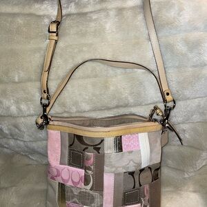Coach Patchwork Crossbody Bag in Pink and Tan